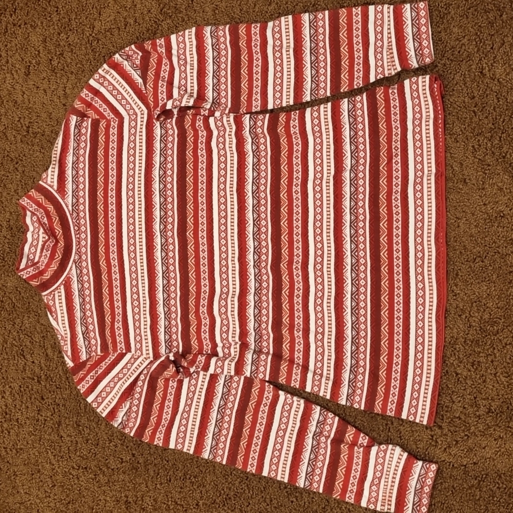 Fair Isle Red and White Turtleneck
